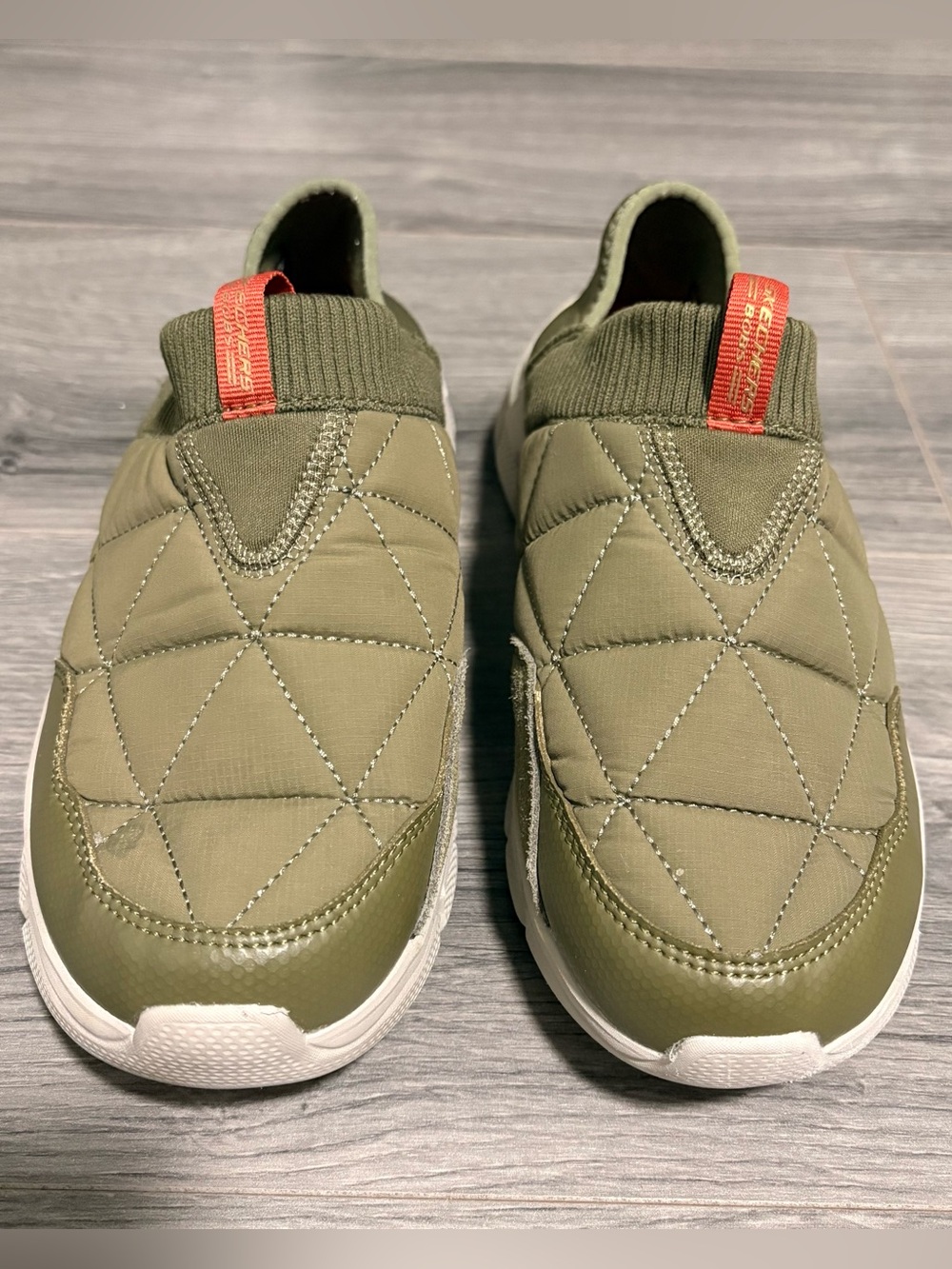 Skechers BOBS Olive Green Sport B Flex Mighty Puff Slip-On Casual Sneakers